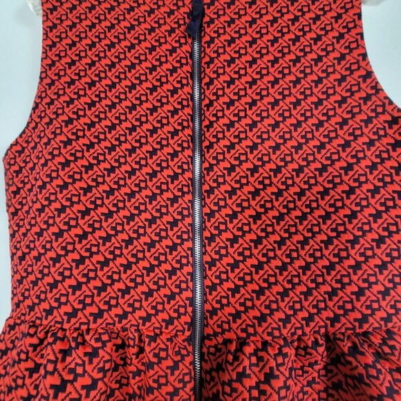Lili Wang For Lili's Closet Red Navy Textured Sleeveless A-Line Dress Size 12 - Picture 3 of 13
